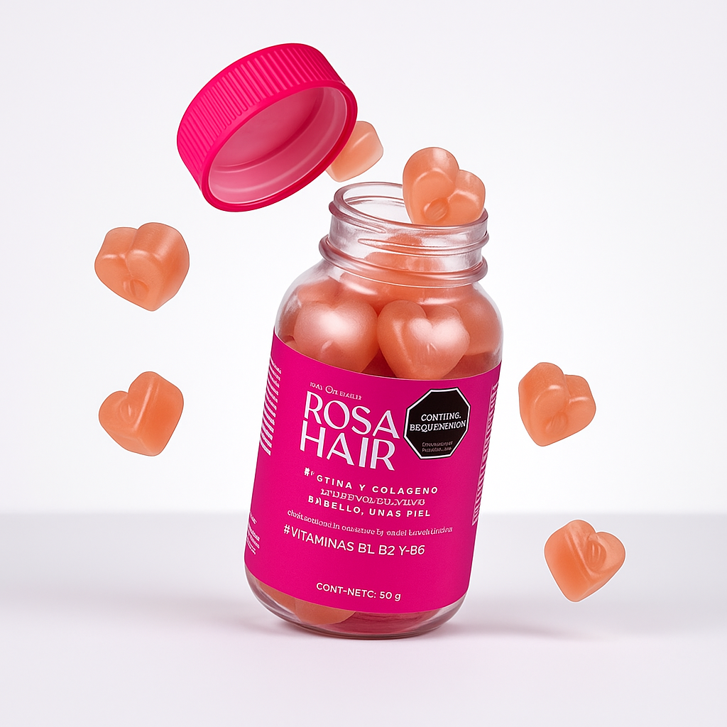 Rosa Hair – Gomitas con Biotina y Colágeno para Cabello, Uñas y Piel