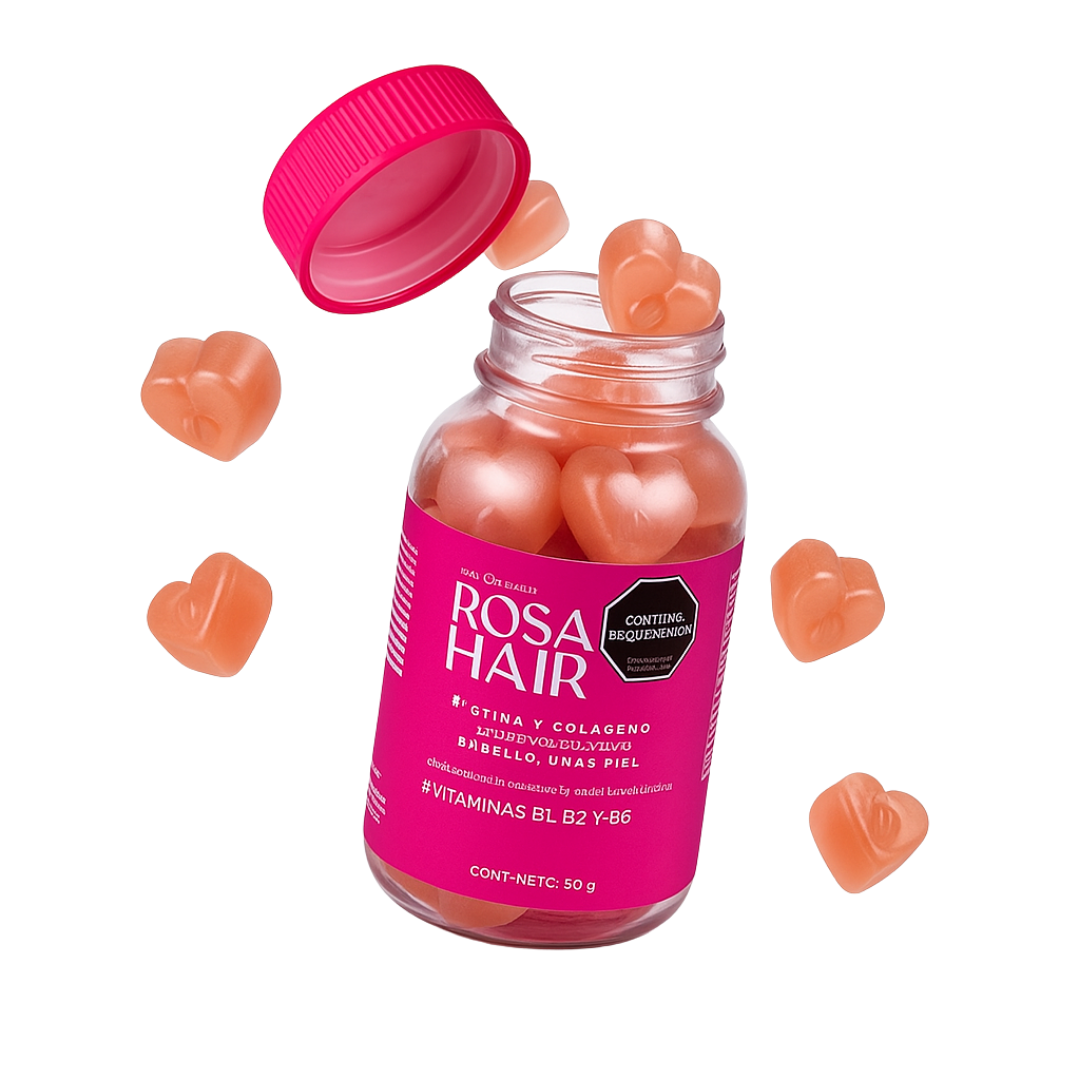 Rosa Hair – Gomitas con Biotina y Colágeno para Cabello, Uñas y Piel