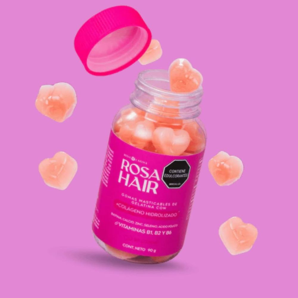 Rosa Hair – Gomitas con Biotina y Colágeno para Cabello, Uñas y Piel