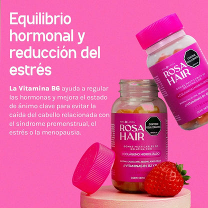Rosa Hair – Gomitas con Biotina y Colágeno para Cabello, Uñas y Piel
