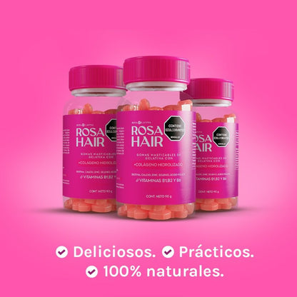 Rosa Hair – Gomitas con Biotina y Colágeno para Cabello, Uñas y Piel